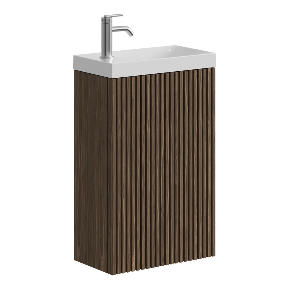 Crosswater Limit Royal Walnut 400mm Wall Hung Vanity Unit & Basin